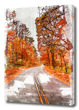 Foresty Autumn Drive Marker Sketch