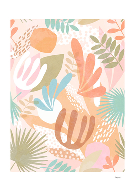 Tropico Boho Jungle Pattern 1 Peach, Pink, Turquoise