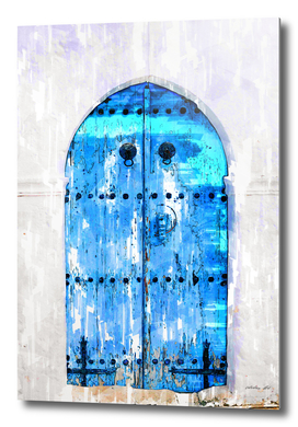 Old Wooden Door Painted Blue