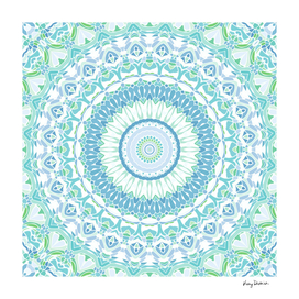 Blue, Green and White Mandala 02