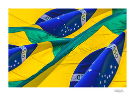 Brazil Flags Waving Background