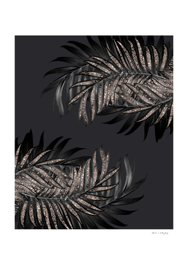 Gray Black Palm Leaves with Rose Gold Glitter #6 #tropical