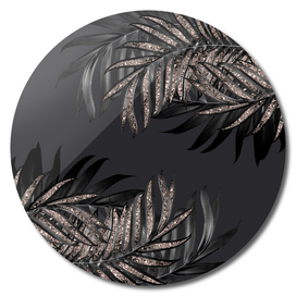 Gray Black Palm Leaves with Rose Gold Glitter #6 #tropical
