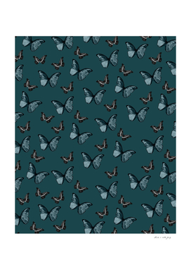 Dark Teal & Black Butterfly Glam #1 #pattern #decor #art