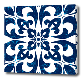 Baroque inspired tile art in blue hues