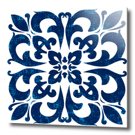 Baroque inspired tile art in blue hues