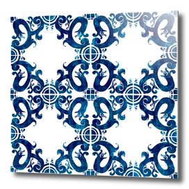 Blue carved tile ceramic effect