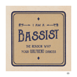 I am a bassist vintage font logo