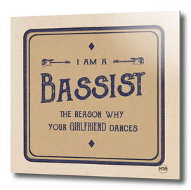 I am a bassist vintage font logo