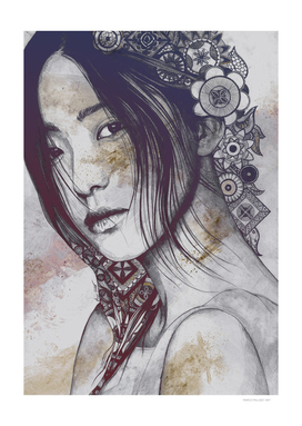 Stoic: Violet | asian woman portrait with mandalas