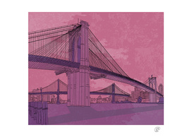 Brooklyn Bridge. Architecture. Drawing lines.