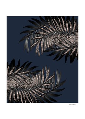 Gray Black Palm Leaves with Rose Gold Glitter #7 #tropical
