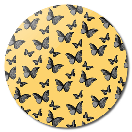 Black Yellow Butterfly Glam #1 #pattern #decor #art