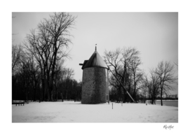 Black and white windmill