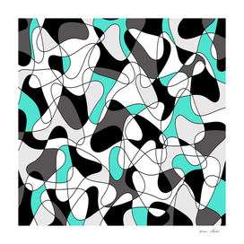 Abstract geometric pattern - gray, turkiz, black and white.
