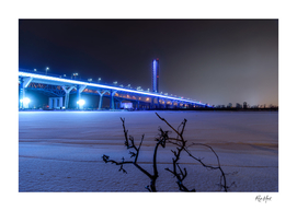 Champlain bridge Montreal at winter night