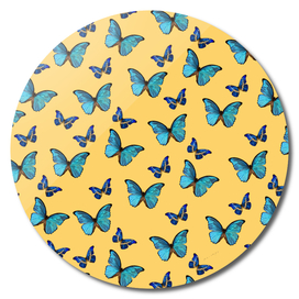 Blue Yellow Butterfly Glam #1 #pattern #decor #art