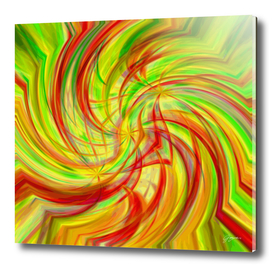 Triple Helix - red green yellow abstract circle wall art