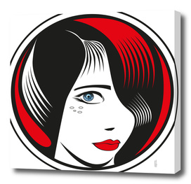 Red and Black circle girl portrait