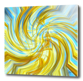 Golden Mean - gold light blue circle abstract wall art