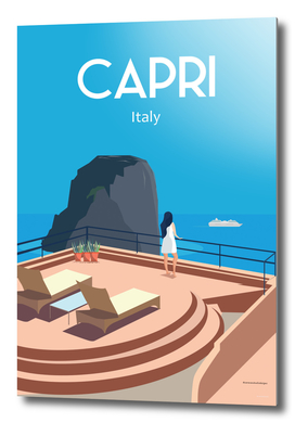 Capri Italy travel poster Blue sea