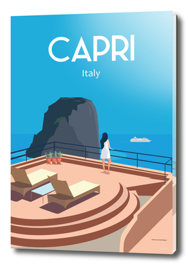 Capri Italy travel poster Blue sea