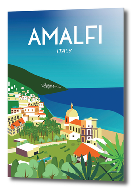 Amalfi Italy travel poster vintage wall art