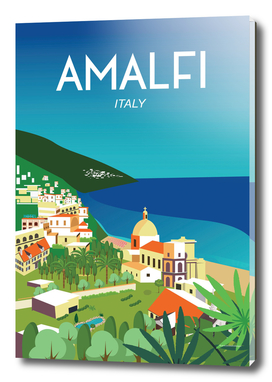 Amalfi Italy travel poster vintage wall art