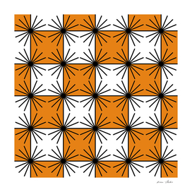 Abstract geometric pattern - orange, black and white.