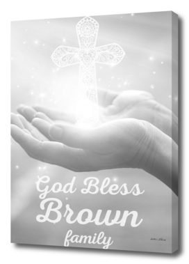 God Bless Brown Family Cross