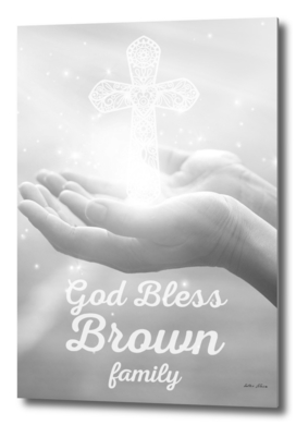 God Bless Brown Family Cross