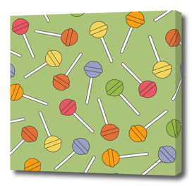 Happy Lollipops Sugar Candy Green Background