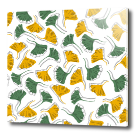 Ginkgo Biloba leaves pattern offset - Green and Yellow