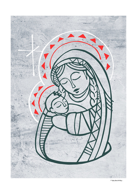 Virgin Mary and Baby Jesus illustration