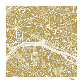 Paris city map gold