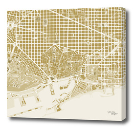 Barcelona city map gold