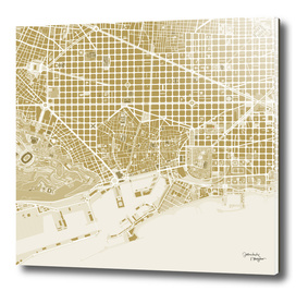 Barcelona city map gold