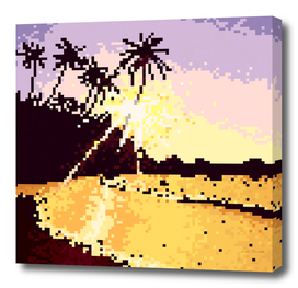 Pixel art gold sunrise