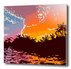 Pixel art color sunrise