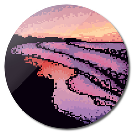 Pixel art color sunrise