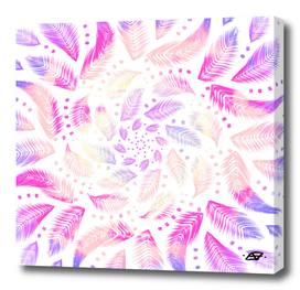 Pastel Sunset Feather Mandala - Boho Free Spirit