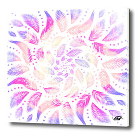 Pastel Sunset Feather Mandala - Boho Free Spirit