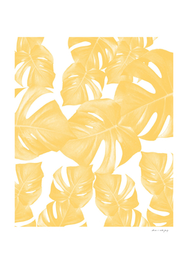 Monstera Leaves Yellow Summer Vibes Pattern #1 #tropical