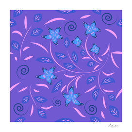 pattern with flowers and leaves hohloma style
