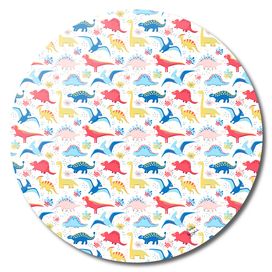 Cute dinosaurs pattern on white background