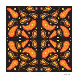 pattern with leaves and flowers paisley style