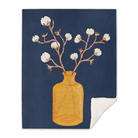 Still life - Cotton branches in a ochre vase