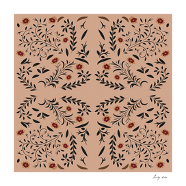 Floral pattern with flowers and leaves hohloma style