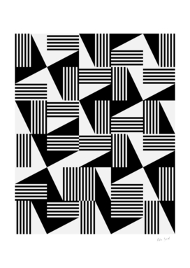 MODERN Geometric Dynamic Triangle Pattern Black and White