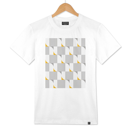 Geometric Triangle and Stripes Pattern yellow grey 02